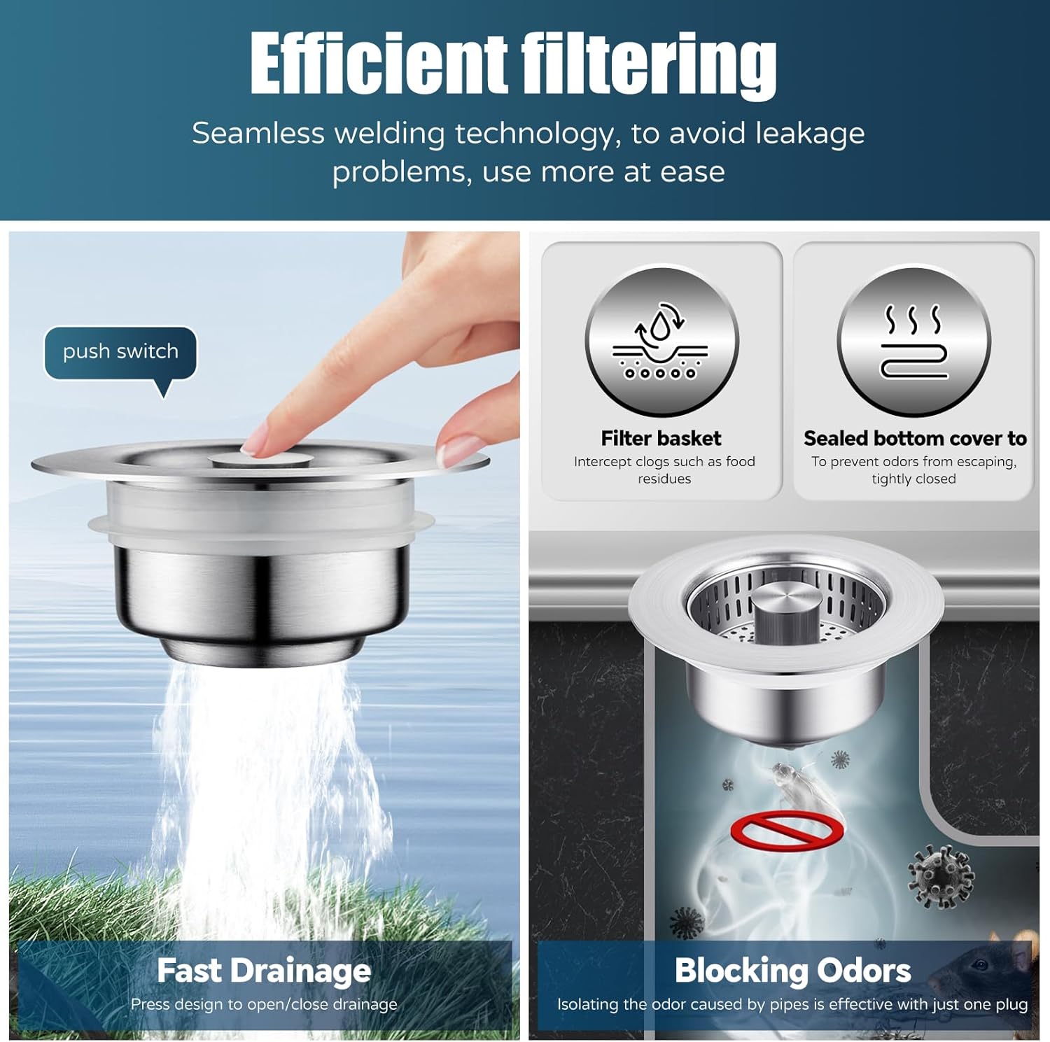 Kitchen Sink Drain Strainer, 4 - Kitchen Up ulasan dan harga