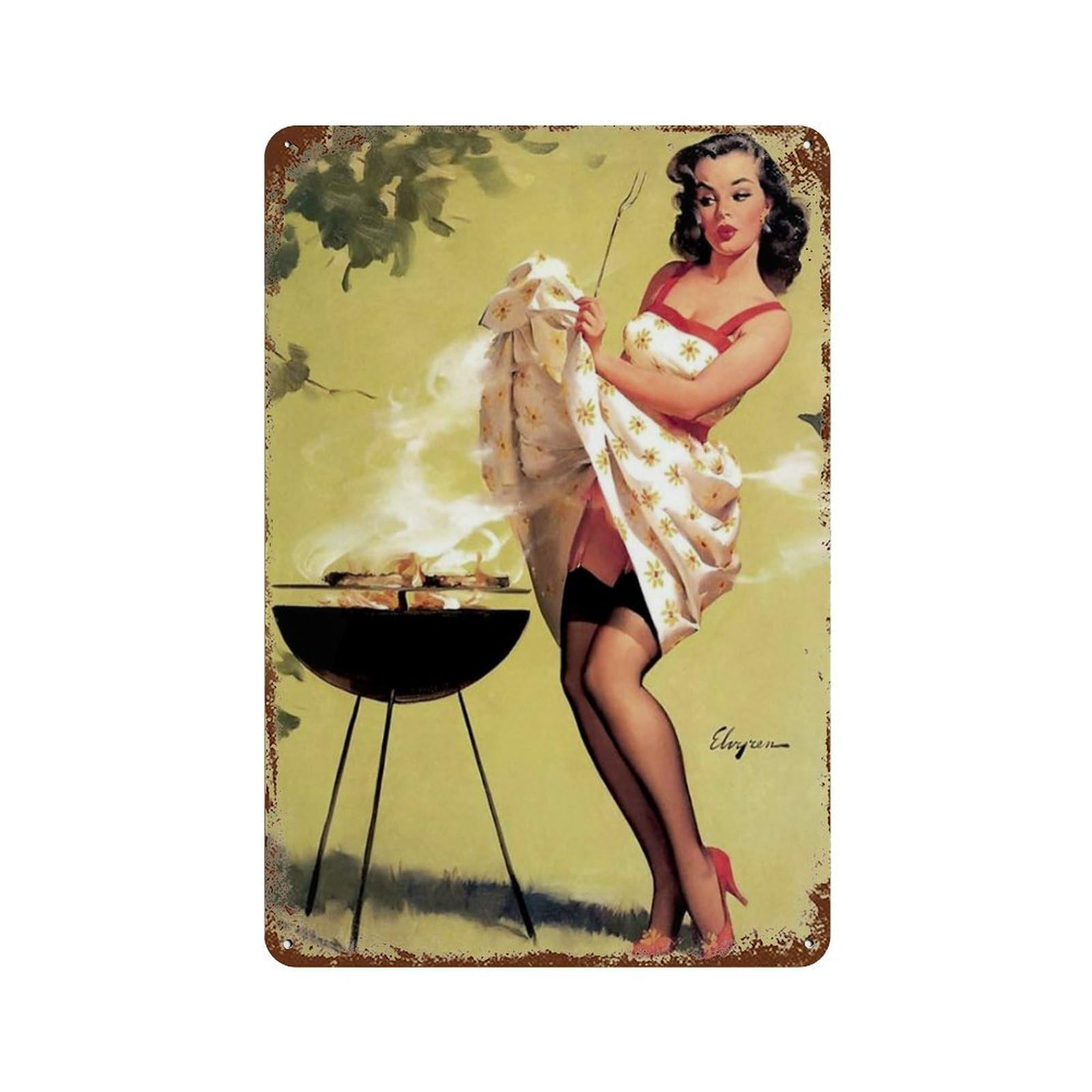 Retro Tin Sign Sexy Pin Up Gir - Kitchen Up ulasan dan harga