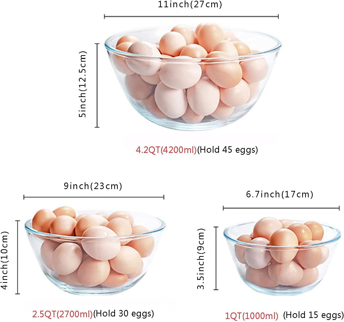 Glass Mixing Bowl Set of 3 for - Kitchen Baking Bowls ulasan dan harga