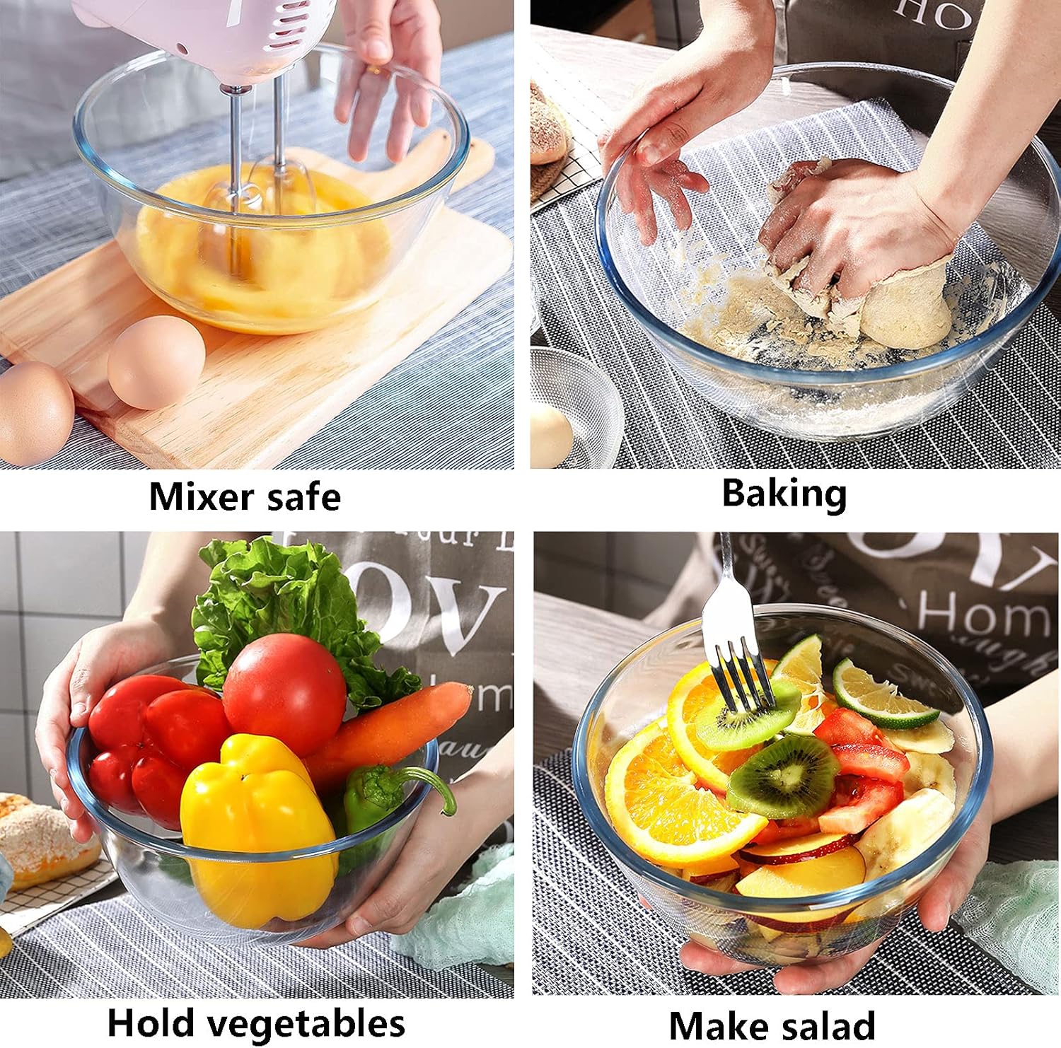 Glass Mixing Bowl Set of 3 for - Kitchen Baking Bowls ulasan dan harga