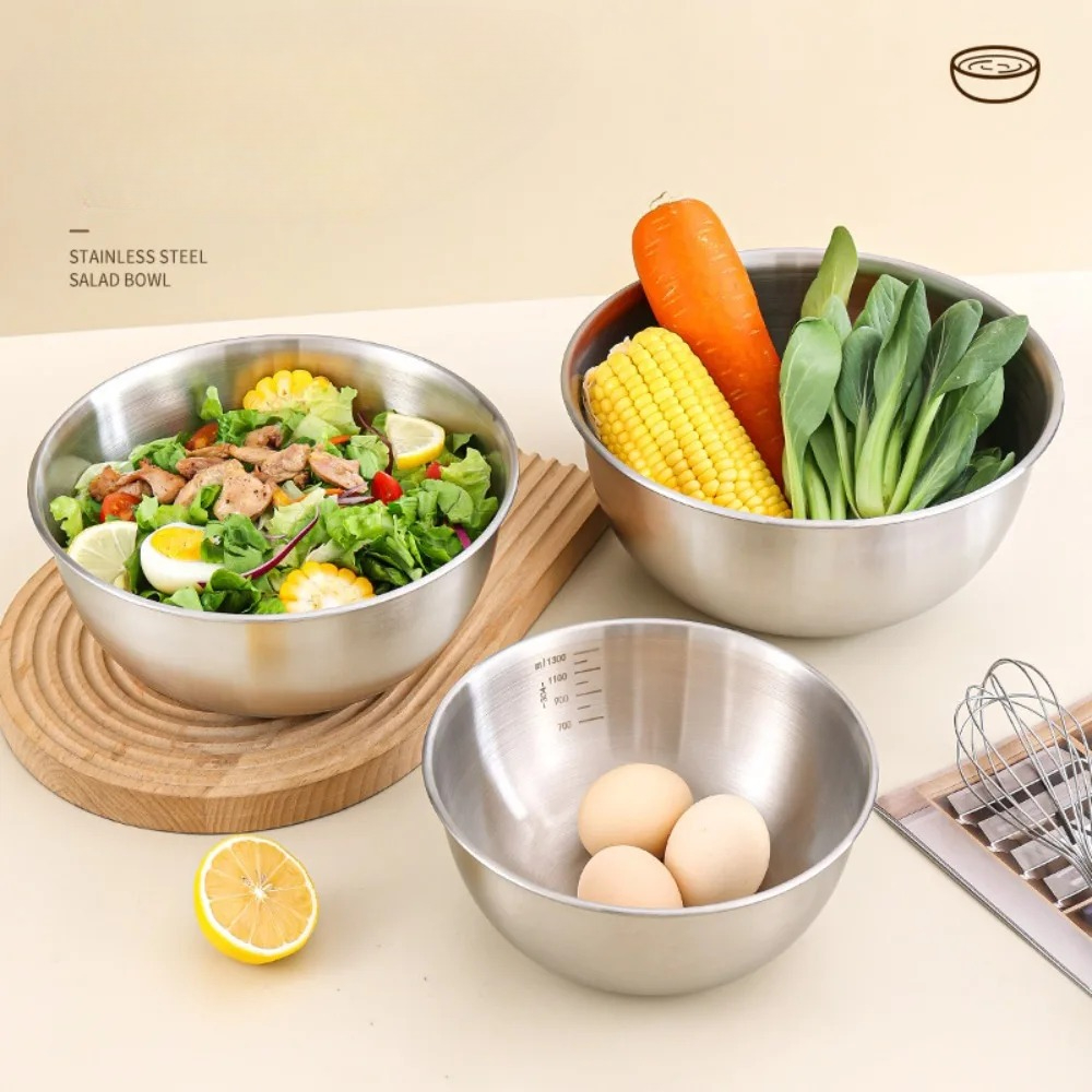 3pcs Stainless Steel Bowl Set  - Kitchen Baking Bowls ulasan dan harga