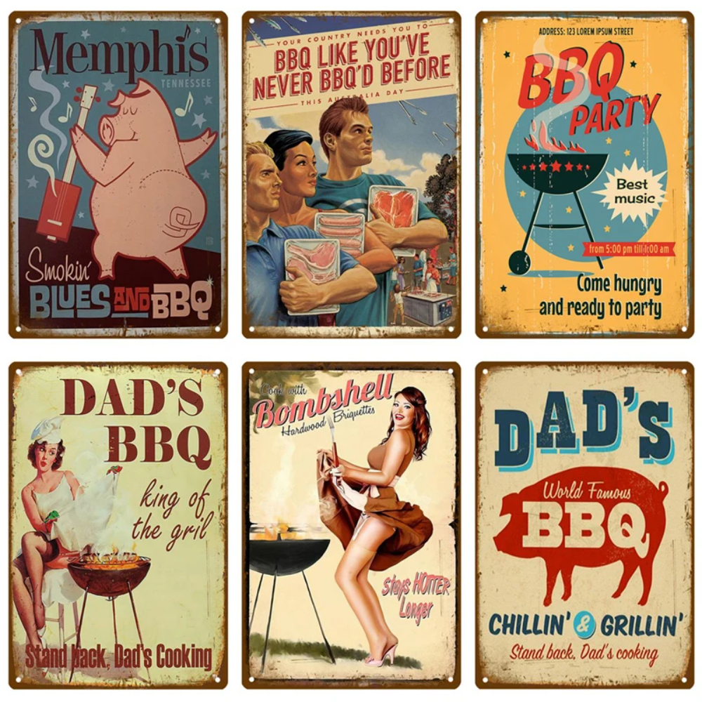 Retro BBQ Sign - Vintage Wall  - Kitchen Up ulasan dan harga