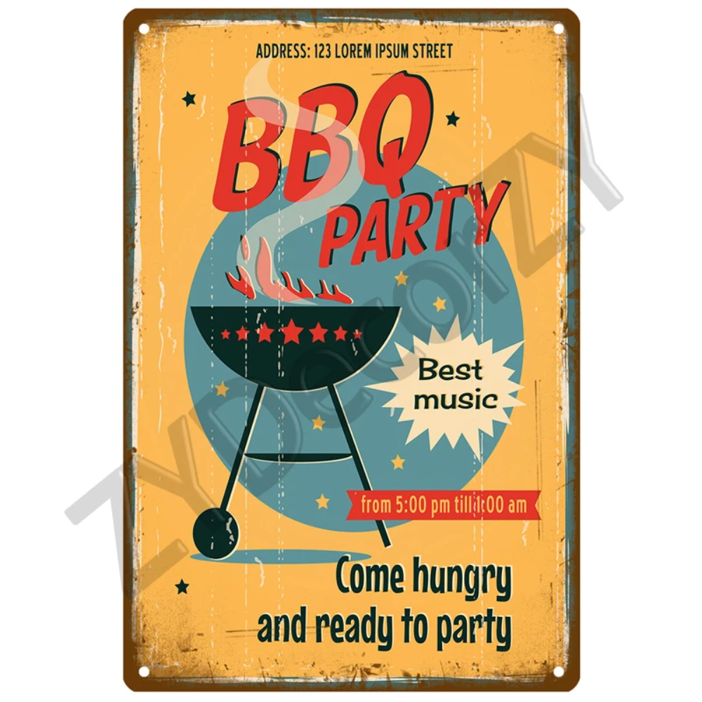Retro BBQ Sign - Vintage Wall  - Kitchen Up ulasan dan harga